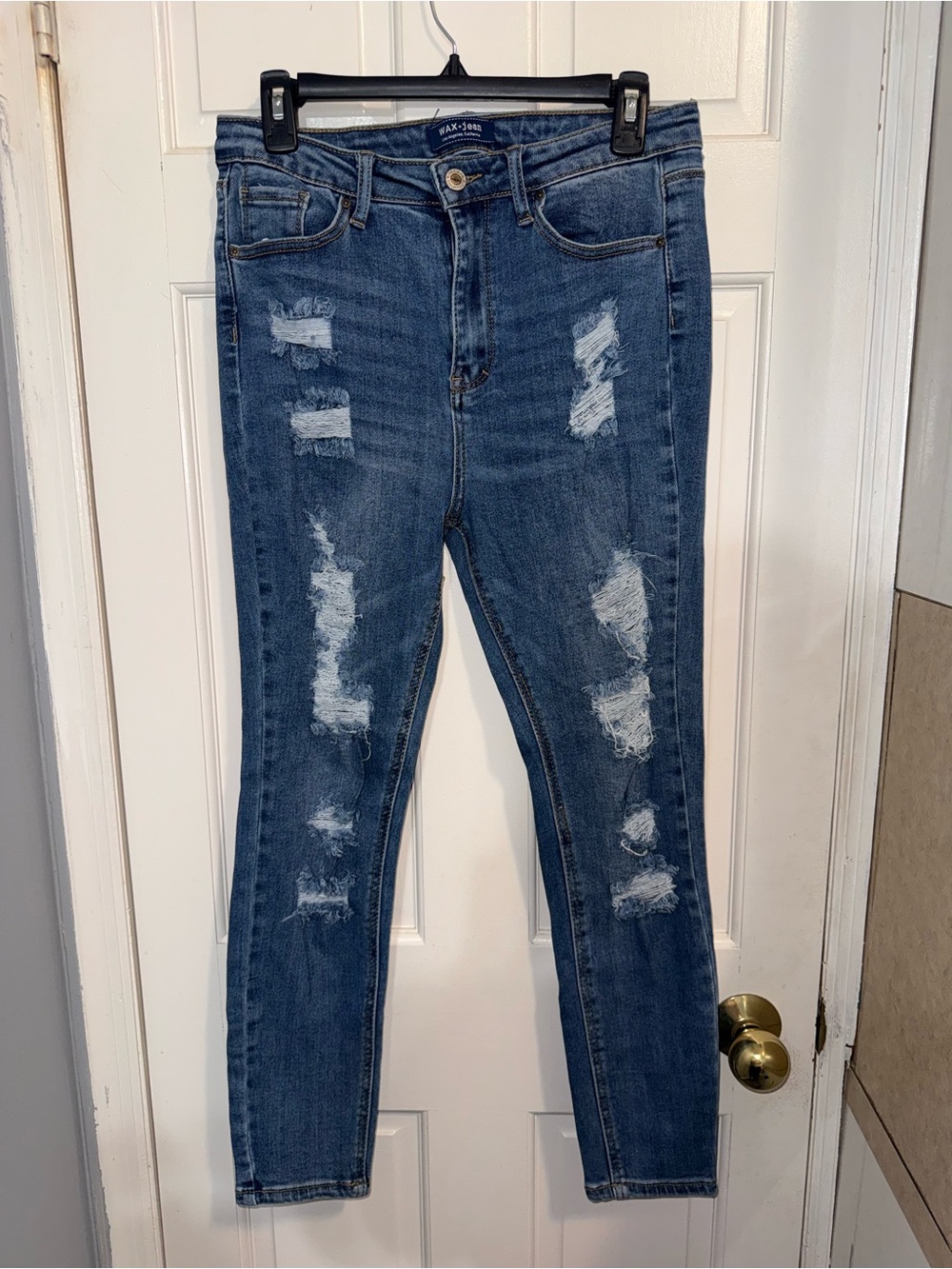 Wax Jean Distressed Skinny Jeans - Blue